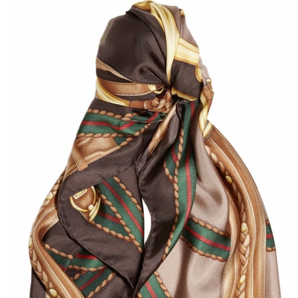 New Gucci Scarf Iconic Horsebit Logo Print Silk Wrap with Gucci Gift Box - Picture 16 of 16